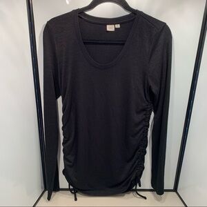 Gap Sweater Women Size S Tall True Black Softspun Lace Up Sides